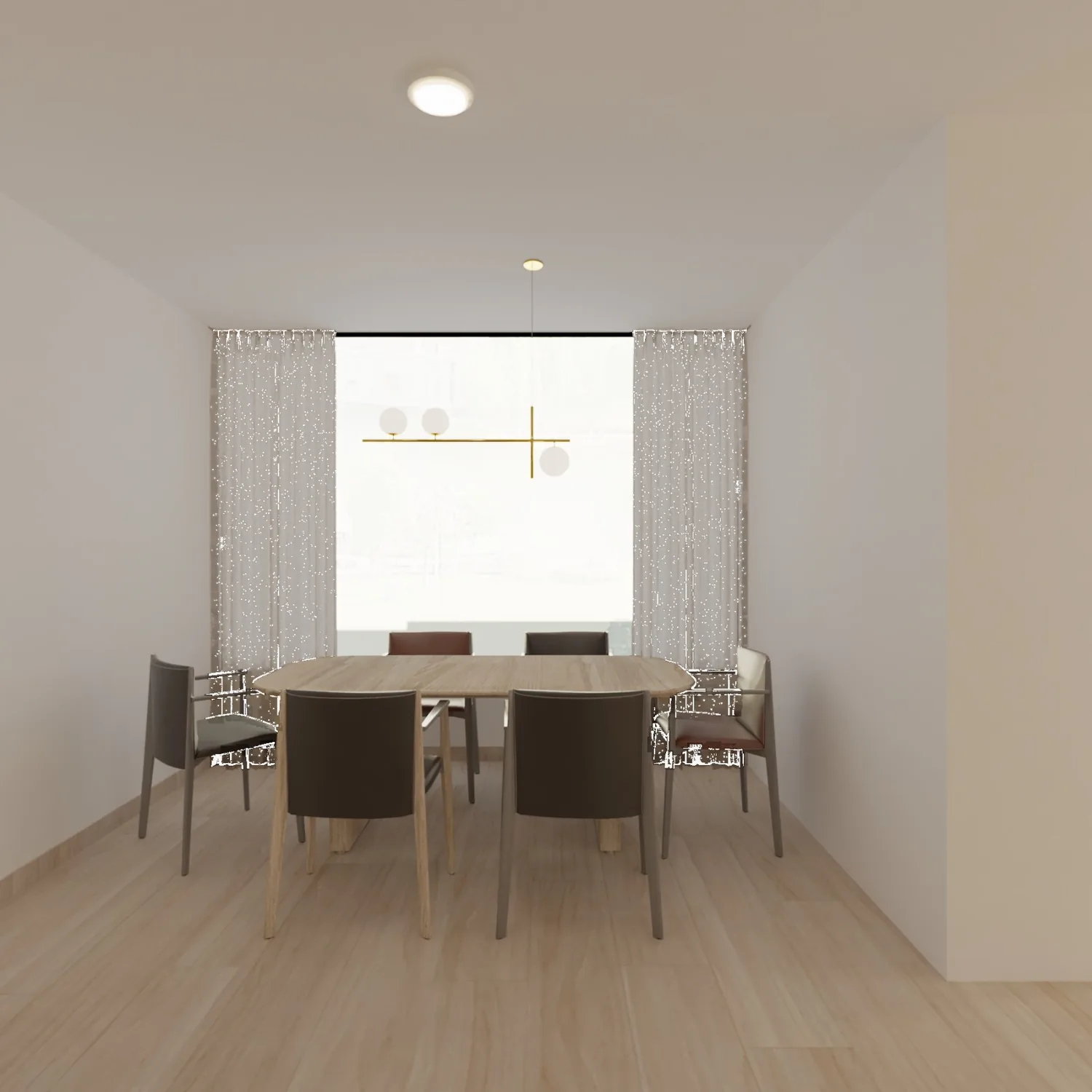 Comedor del proyecto Dise&ntilde;o Colina con mesa en madera clara